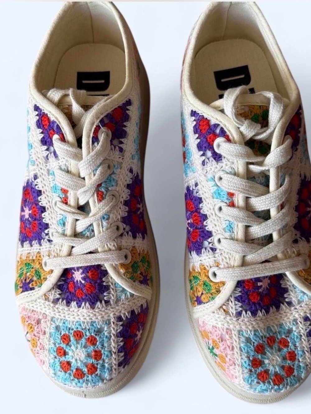Dirty Laundry crocheted floral granny square platform sneakers in a Size 9.5. - Picture 3 of 7